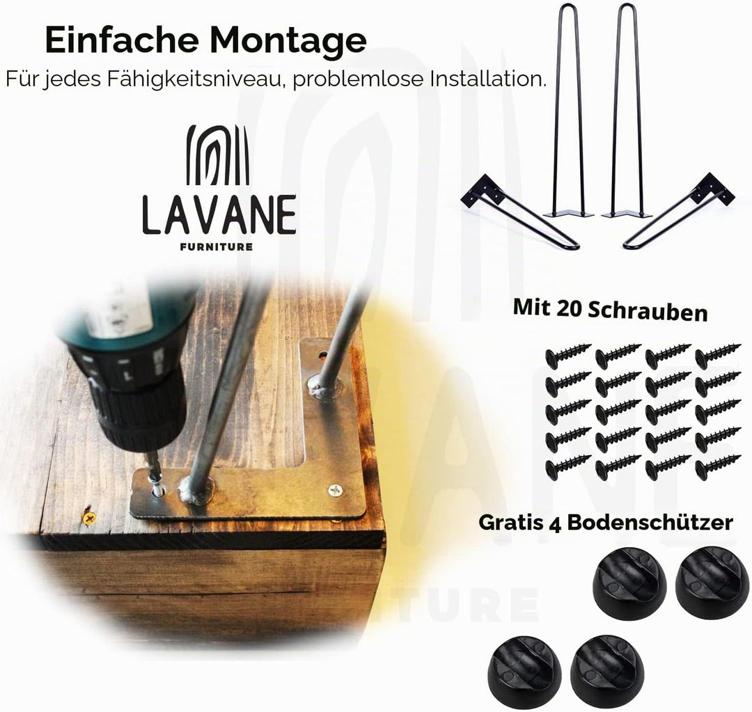 4" / 10cm Haarnadel Tischbeine, La Vane 4 Stück Modern-Stil DIY Metall Möbelfüsse Hairpin Legs mit B