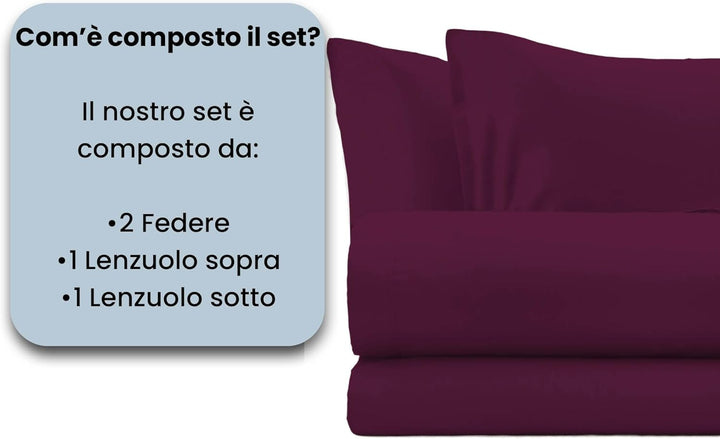 Italian Bed Linen Max Color Bettwäsche-Set, Pflaume, Doppelte, Pflaume