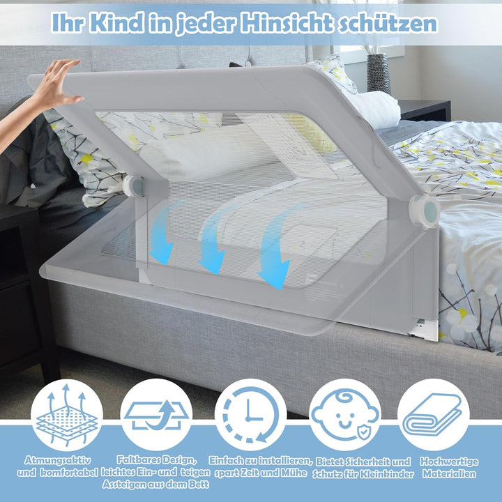 LZQ Rausfallschutz Bett Bettgitter Klappbar Kinderbettgitter Rausfallschutz Kinderbett Bettschutzgit