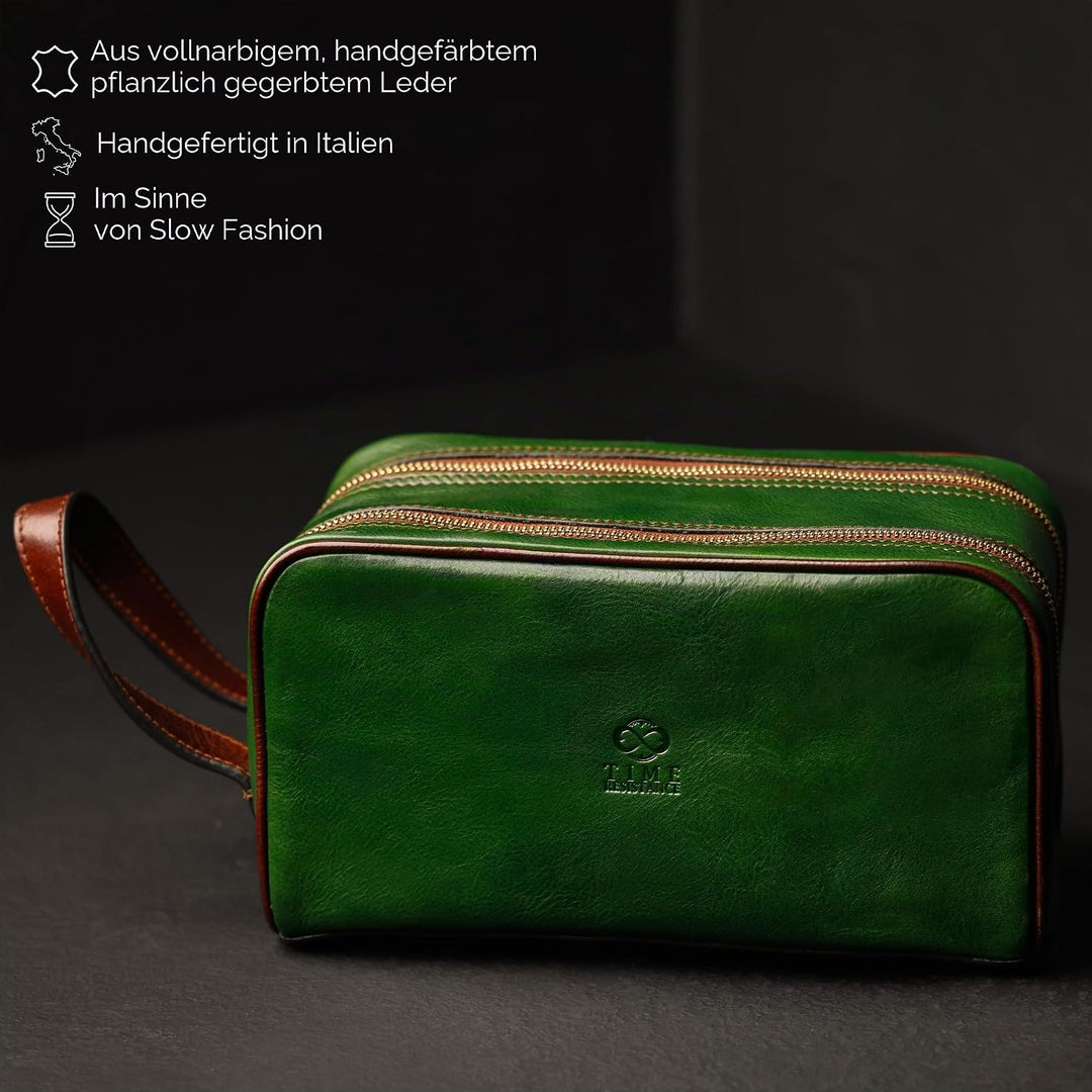 Kulturbeutel Leder Herren - Kosmetikbeutel - Waschtasche für Männer - 100% Echtleder - Hochwertige K