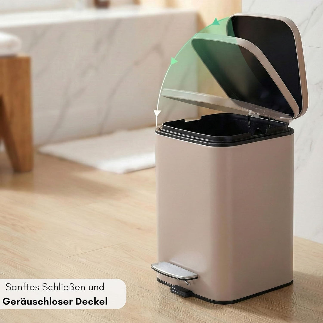 Erreke Badmülleimer mit Pedal 3L, Kosmetikeimer 3L aus Edelstahl mit Soft-Close Deckel, Herausnehmba