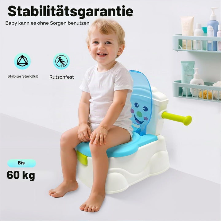 2in1 Kindertoilette Töpfchentrainer mit Rückenlehne, abnehmbarem Auffangbehälter und Toilettenpapier