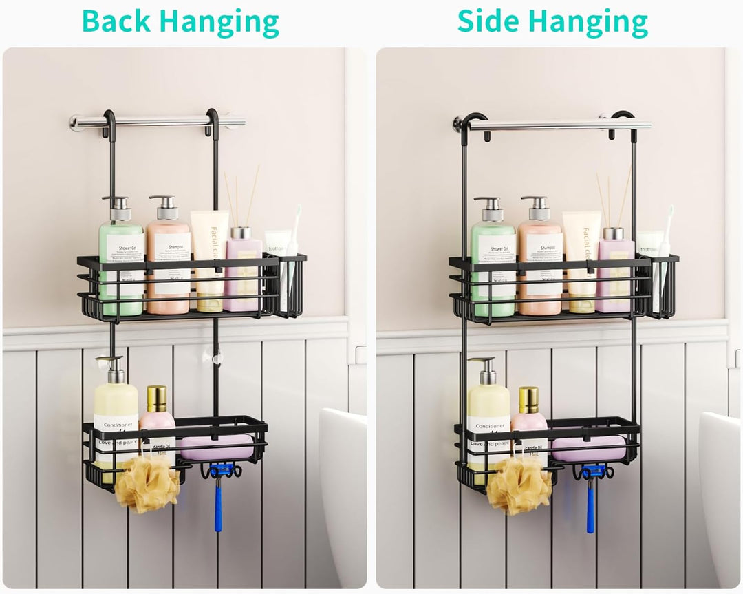 HapiRm Duschregal zum Hängen Duschablage Hängend - 2-Tier Duschablage zum Hängen mit Haken und Zahnb