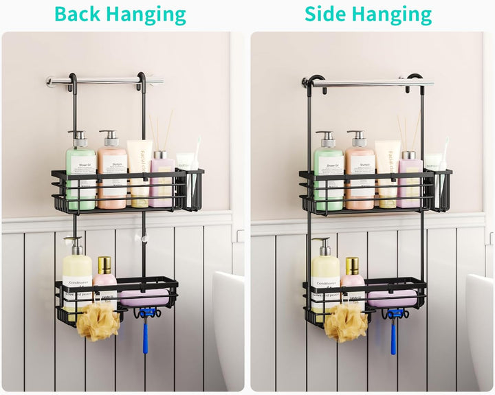 HapiRm Duschregal zum Hängen Duschablage Hängend - 2-Tier Duschablage zum Hängen mit Haken und Zahnb