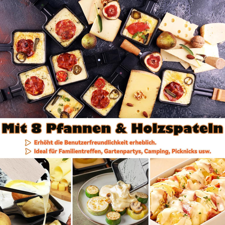 Froadp Raclette Grill mit Naturgrillstein und Grillplatte Antihaftbeschichtung Tischgrill Elektrisch