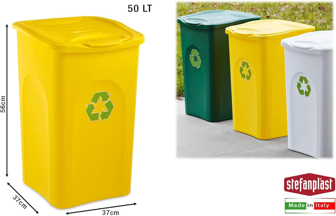 Stefanplast Begreen Mülleimer, 50 l, Gelb, Gelb