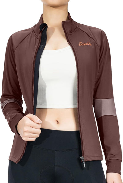 Santic Fahrradjacke Damen Winter Thermo Jacken Winddichte Laufjacke Leichte Atmungsaktiv Langarm Ref