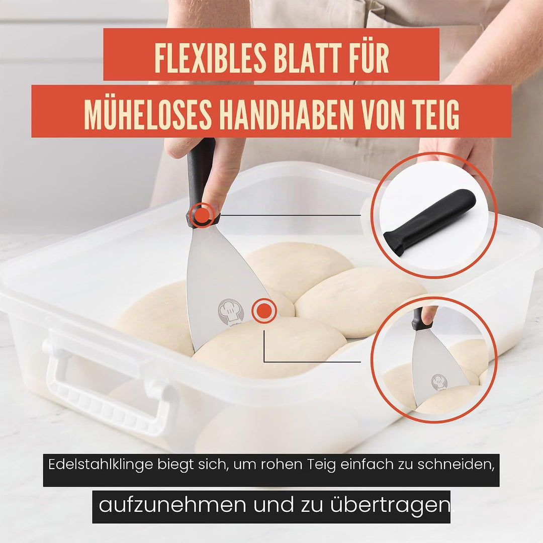 Chef Pomodoro Pizzateigschaber – Edelstahl-Schaber für die Küche, Teigschaber, Brotteigschneider, Pi