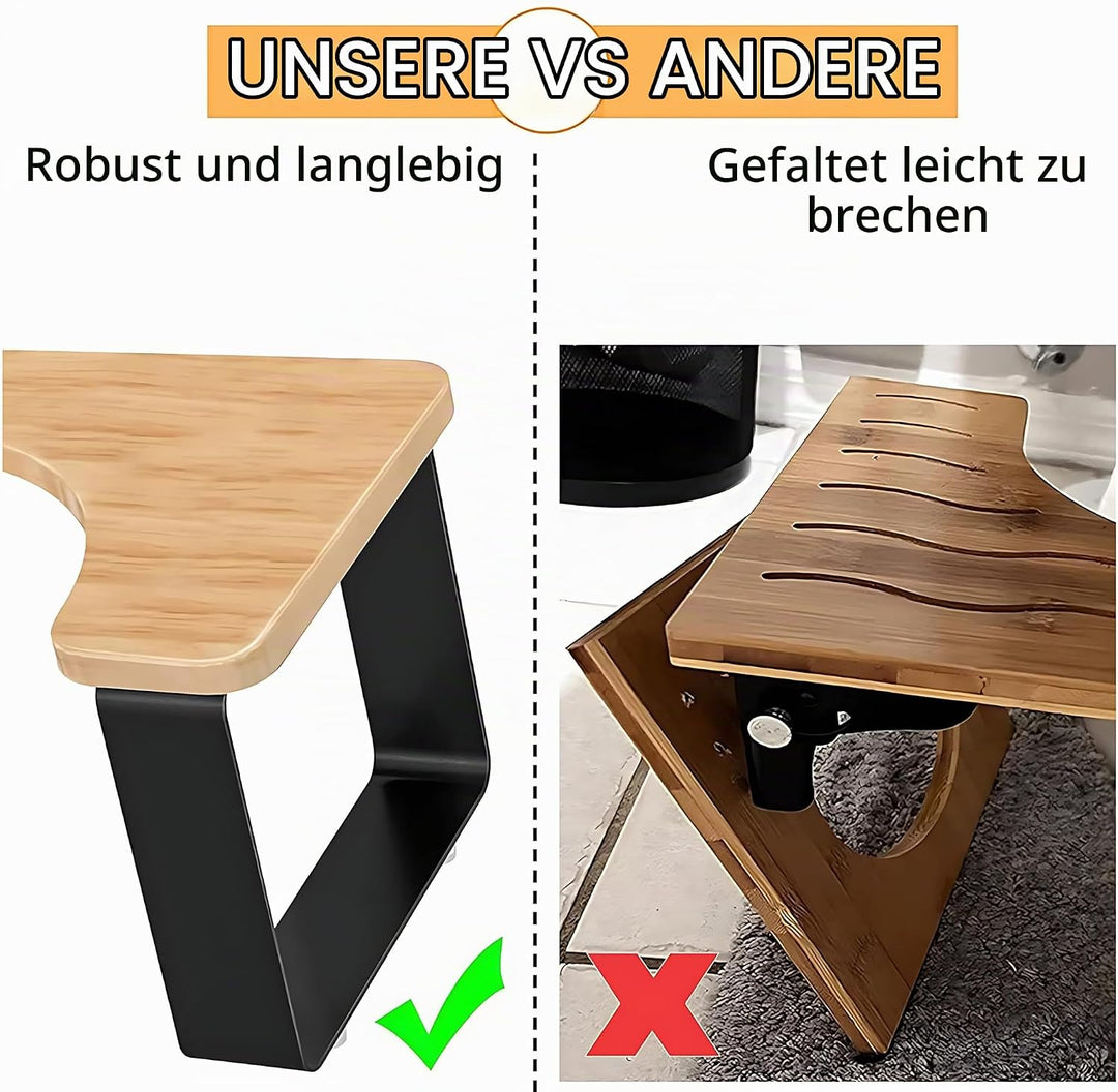 AMSAMOTION Metall mit Holz-Toilettenhocker, 7 Zoll 18CM Badezimmer Kothocker Erwachsene, Anti-Rutsch