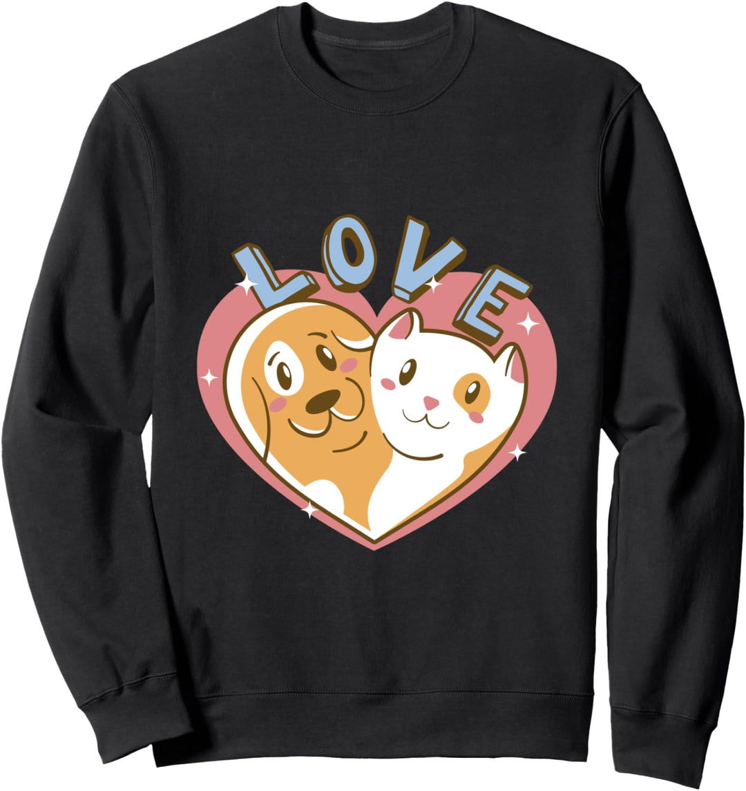 Valentinstag mit Hund und Katze - Liebe Love Herz Heart Sweatshirt