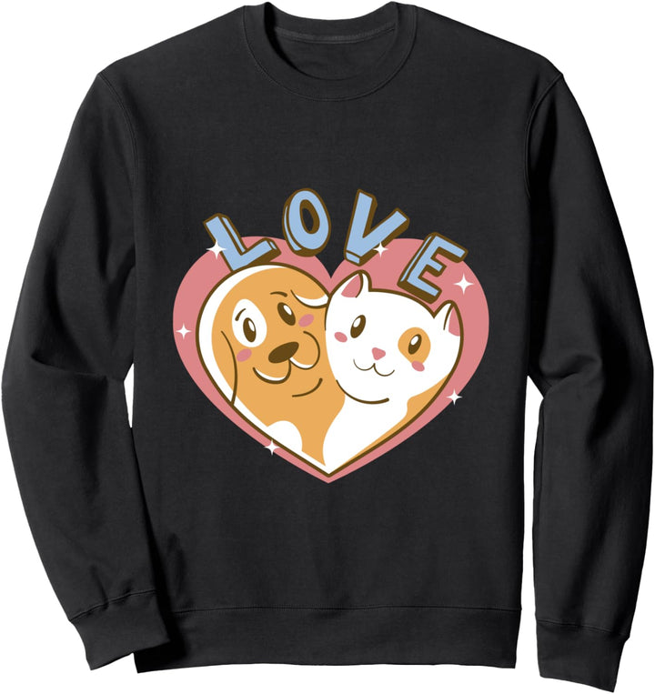Valentinstag mit Hund und Katze - Liebe Love Herz Heart Sweatshirt