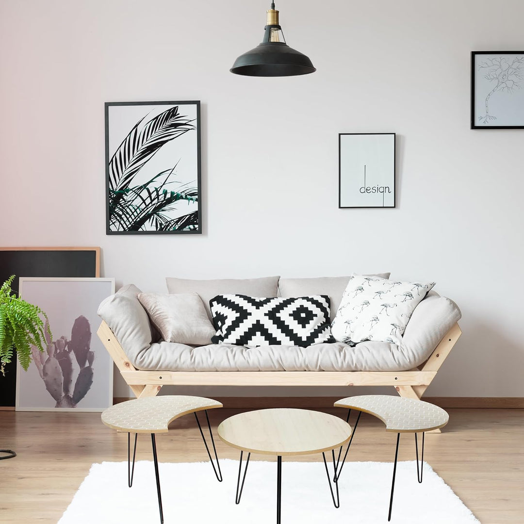 Home Deco Factory Tabelle, Holz, Metall, Beige/Weiss, Einheitsgrösse Einheitsgrösse Beige / Weiss, E