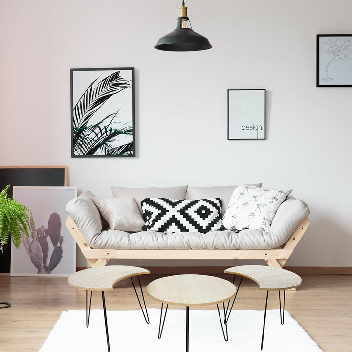 Home Deco Factory Tabelle, Holz, Metall, Beige/Weiss, Einheitsgrösse Einheitsgrösse Beige / Weiss, E