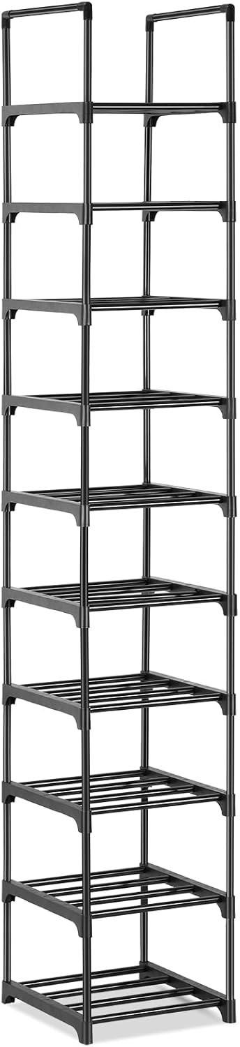 Hossejoy Schuhregal mit 10 Ablagen, Metall Schuhschrank Hoch Schmal, Multifunktional Schuhablage Sch