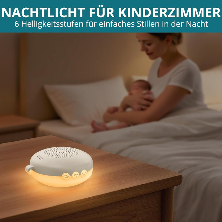 White Noise Machine Mini-Soundmaschine mit 12 Beruhigende Geräusche 3-Timer Memory-Funktion USB-C Wi
