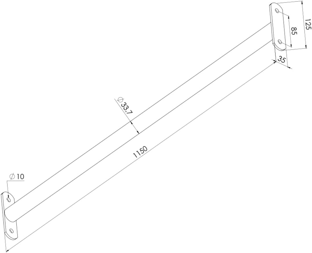 TRIBECCO® Reckstange Turnstange Gymnastikstange Metallstange 115 cm Grau, 115 cm Grau