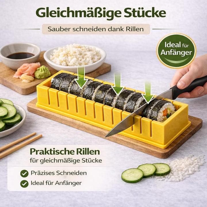 Sushi Maker Set 4-TLG. für Anfänger & Kinder – DIY Sushi Form mit Presse für quadratische Rollen – K