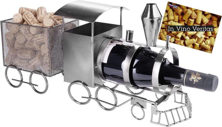 BRUBAKER Weinflaschenhalter Lokomotive - Metall Skulptur Flaschenständer - 42 cm Metallfigur Wein Ge