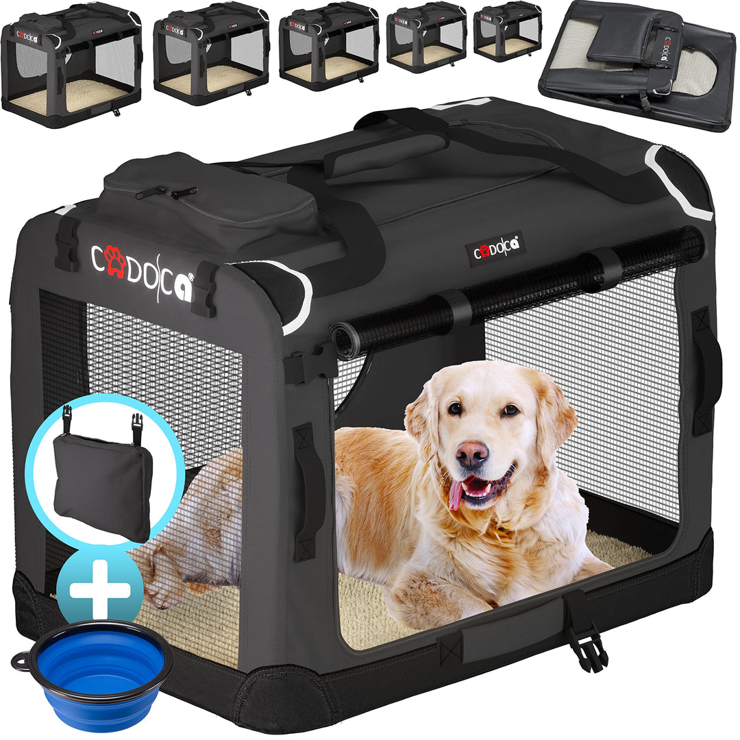 CADOCA® Hundebox XXL 90x60x66cm faltbar atmungsaktiv robust Auto Hundetransportbox Transporttasche H