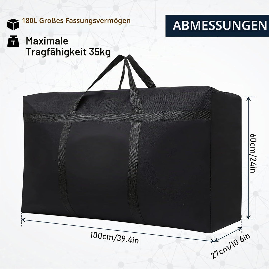 2 Stück 180L Extra Grosse Aufbewahrungstasche 600D Oxford Heavy-Duty Umzugstaschen mit Reissverschlü