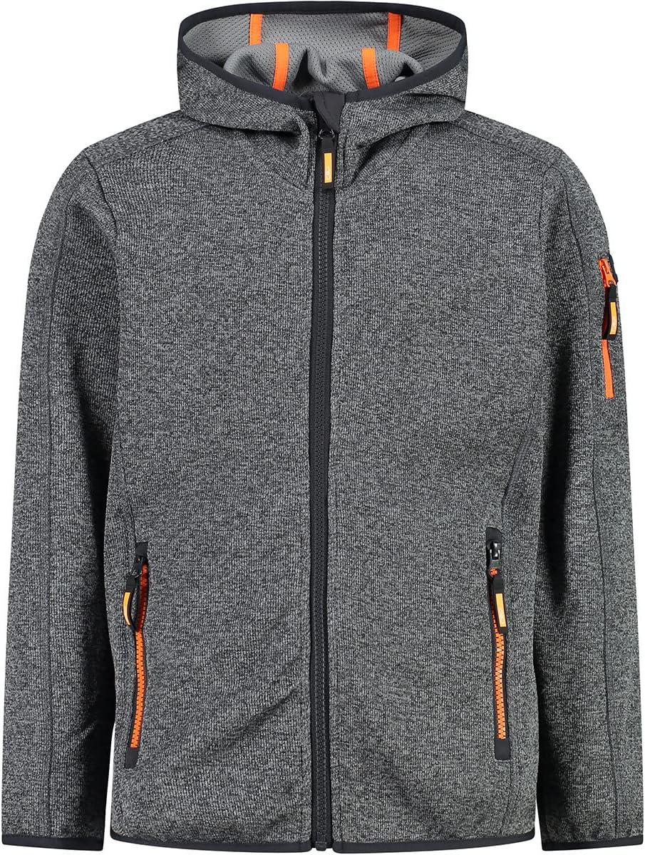 CMP Jungen Kinder-knit-tech-jacke mit Fester Kapuze KID JACKET FIX HOOD 110 Anthrazit-Zement, 110 An