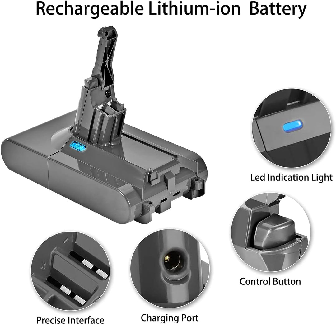 4500-mAh-Ersatzakku für Dyson V8-Serie, 21,6-V-Hochleistungs-Lithium-Ionen-Akku, kompatibel mit SV10