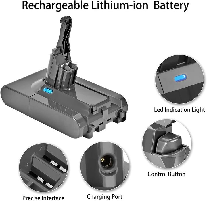 4500-mAh-Ersatzakku für Dyson V8-Serie, 21,6-V-Hochleistungs-Lithium-Ionen-Akku, kompatibel mit SV10