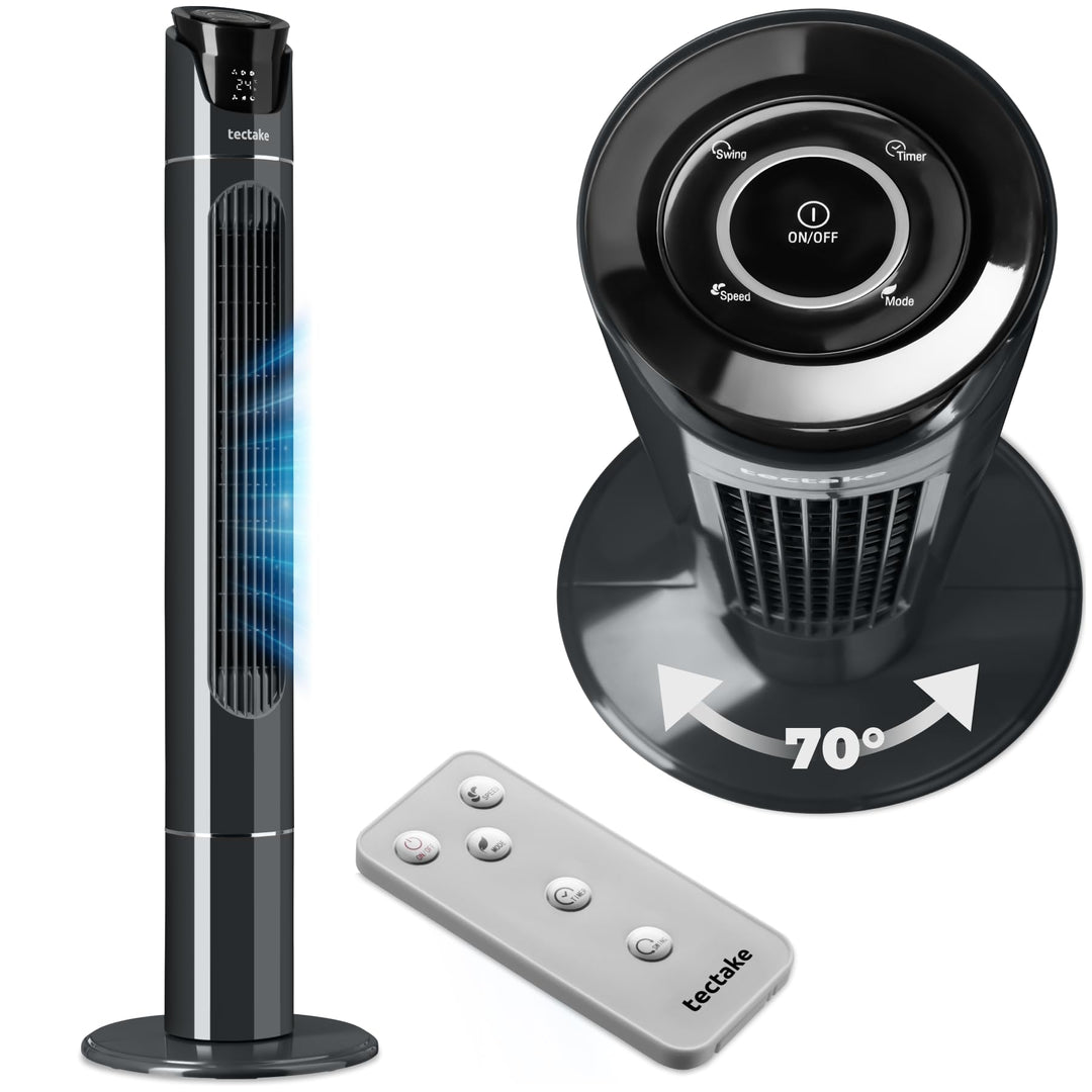 tectake® Standventilator mit Fernbedienung, 110 cm, oszillierender Ventilator mit Fernbedienung und