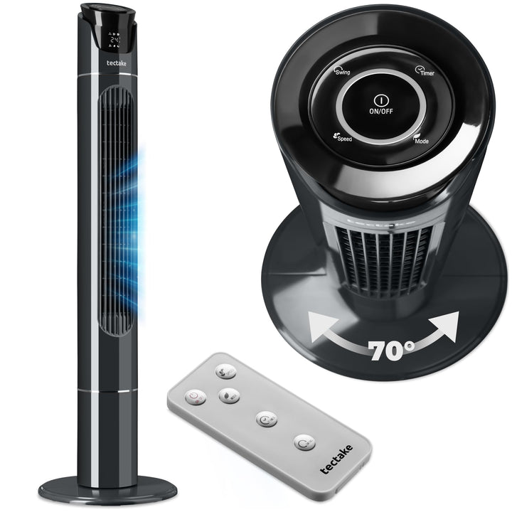 tectake® Standventilator mit Fernbedienung, 110 cm, oszillierender Ventilator mit Fernbedienung und