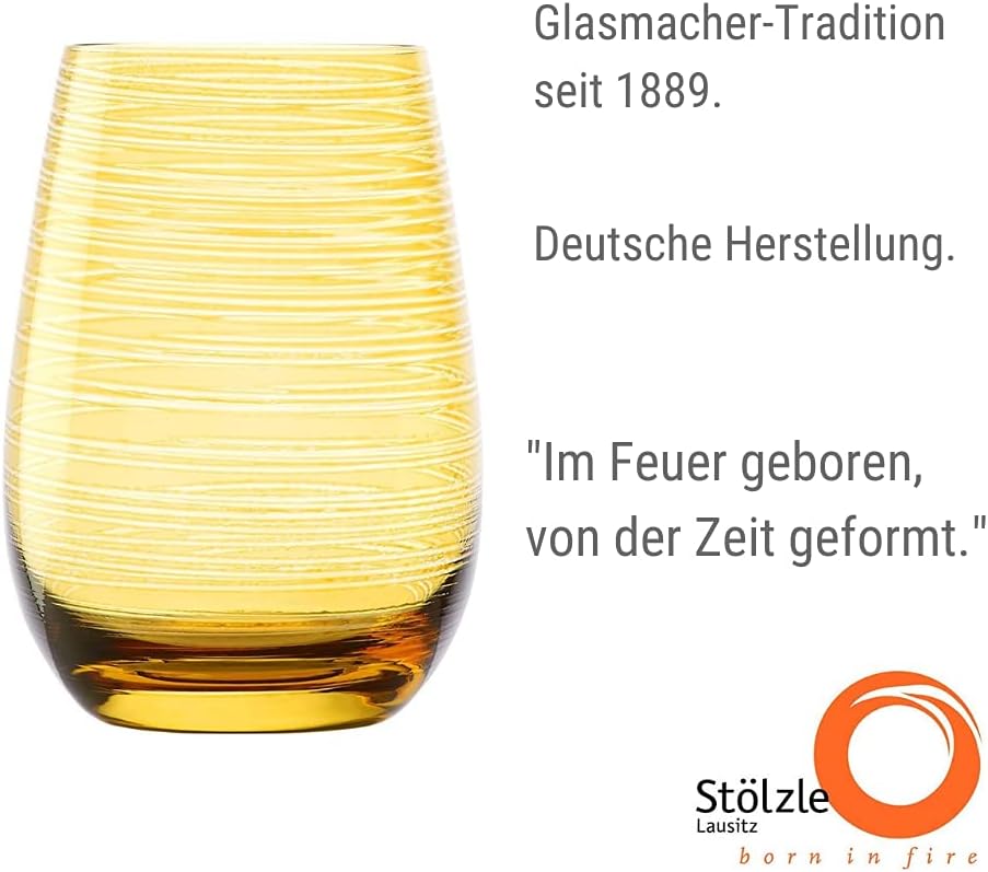 Stölzle Lausitz Gläser TWISTER 465 ml Bernstein I Trinkgläser 6er Set I Gläser-Set spülmaschinenfest