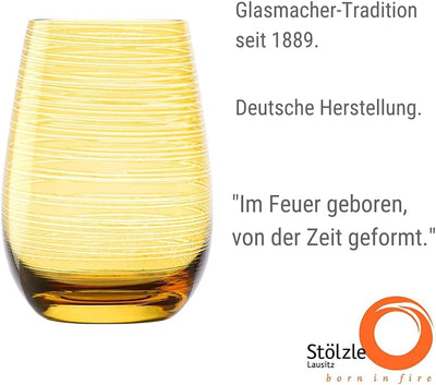 Stölzle Lausitz Gläser TWISTER 465 ml Bernstein I Trinkgläser 6er Set I Gläser-Set spülmaschinenfest