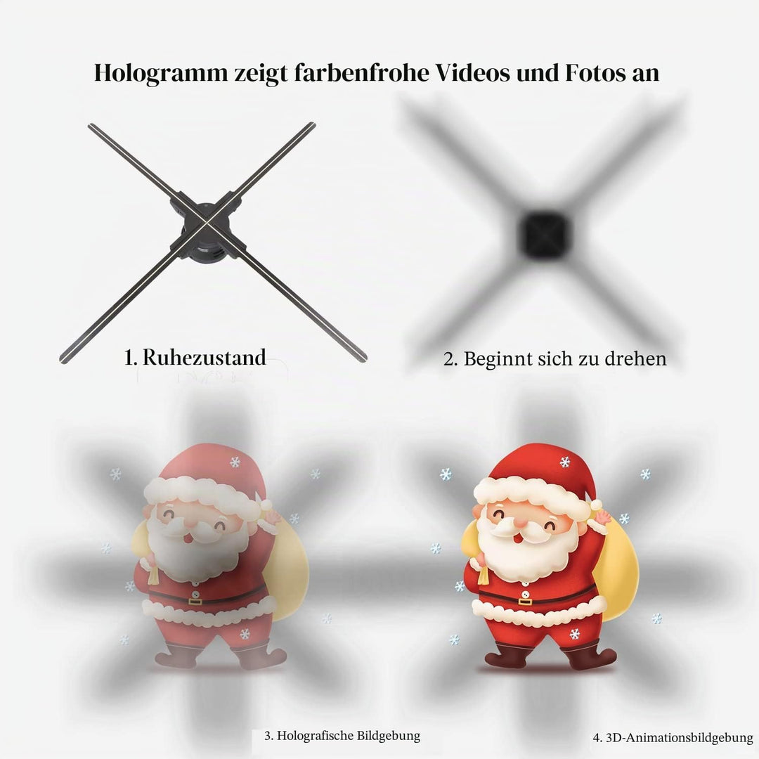 Missyou 70cm 3D Hologramm Projektor, 832 LED, WiFi Steuerung, Bluetooth, 700 Video-Materialien, App