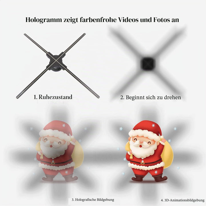 Missyou 70cm 3D Hologramm Projektor, 832 LED, WiFi Steuerung, Bluetooth, 700 Video-Materialien, App