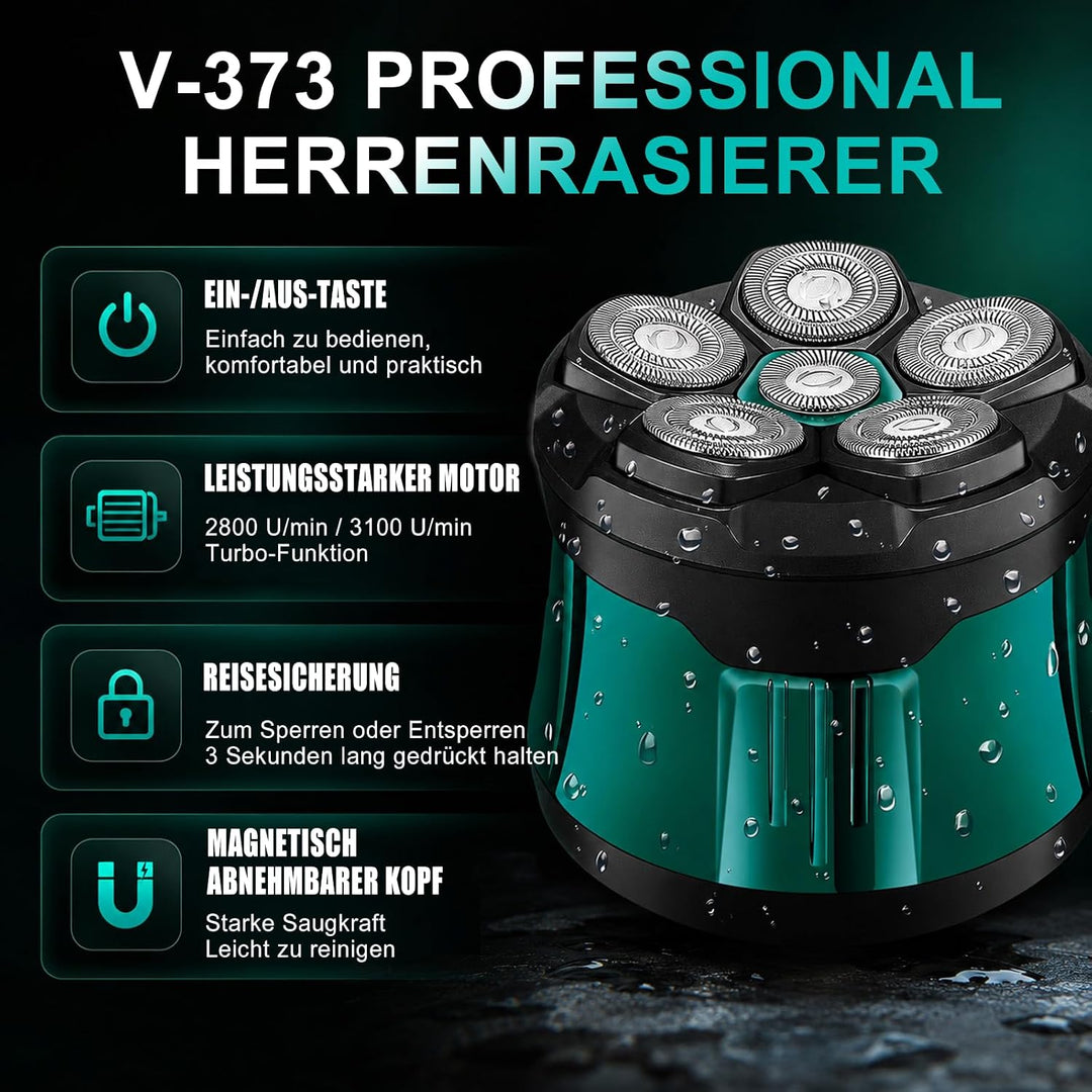 VGR 373 Glatzen Rasierer Herren Mit 6D-Schwimmwerkzeugkopf | Head Shaver Mit Reisesicherung, Kopfras