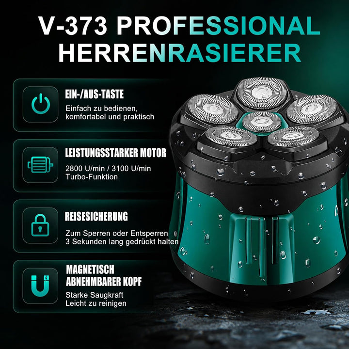 VGR 373 Glatzen Rasierer Herren Mit 6D-Schwimmwerkzeugkopf | Head Shaver Mit Reisesicherung, Kopfras