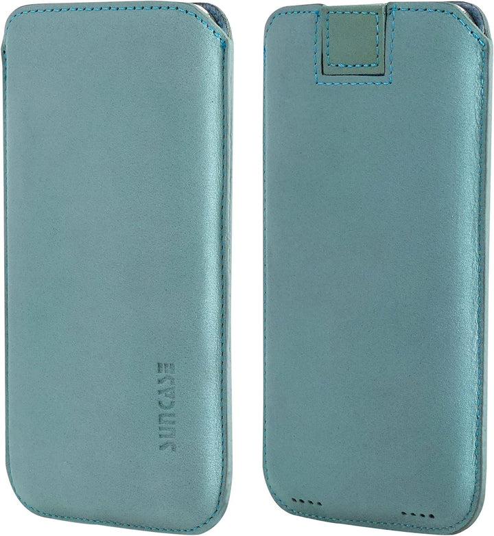 Suncase Original Leder Etui kompatibel mit iPhone 16 Pro (6,3 Zoll) Hülle Tasche Ultra Slim Ledertas