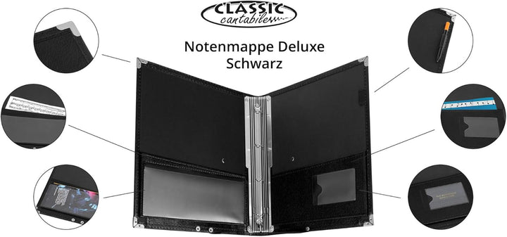 Classic Cantabile Notenmappe Deluxe - Chormappe für Musiknoten - Notenordner aus Kunstleder - Für No