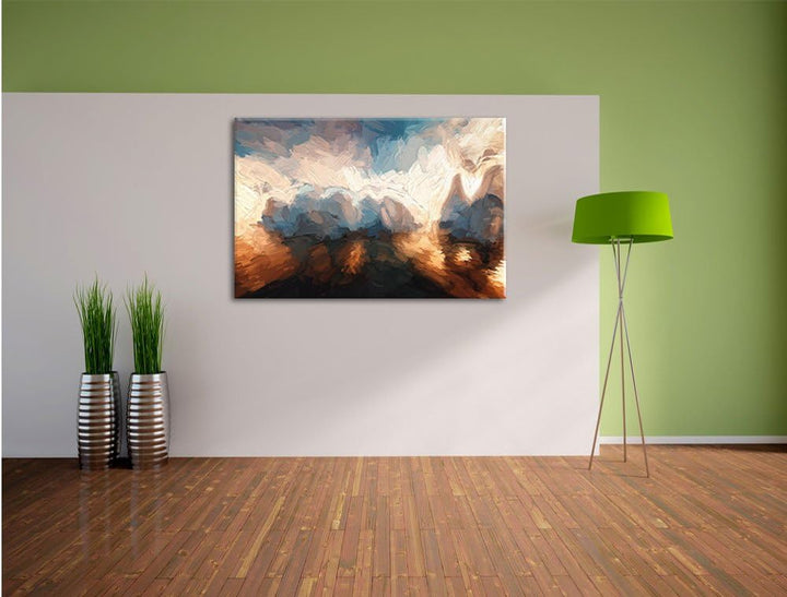 Pixxprint Eisschollen in der Antarktis Kunst Pinsel Effekt, Format: 100x70 auf Leinwand, XXL riesige