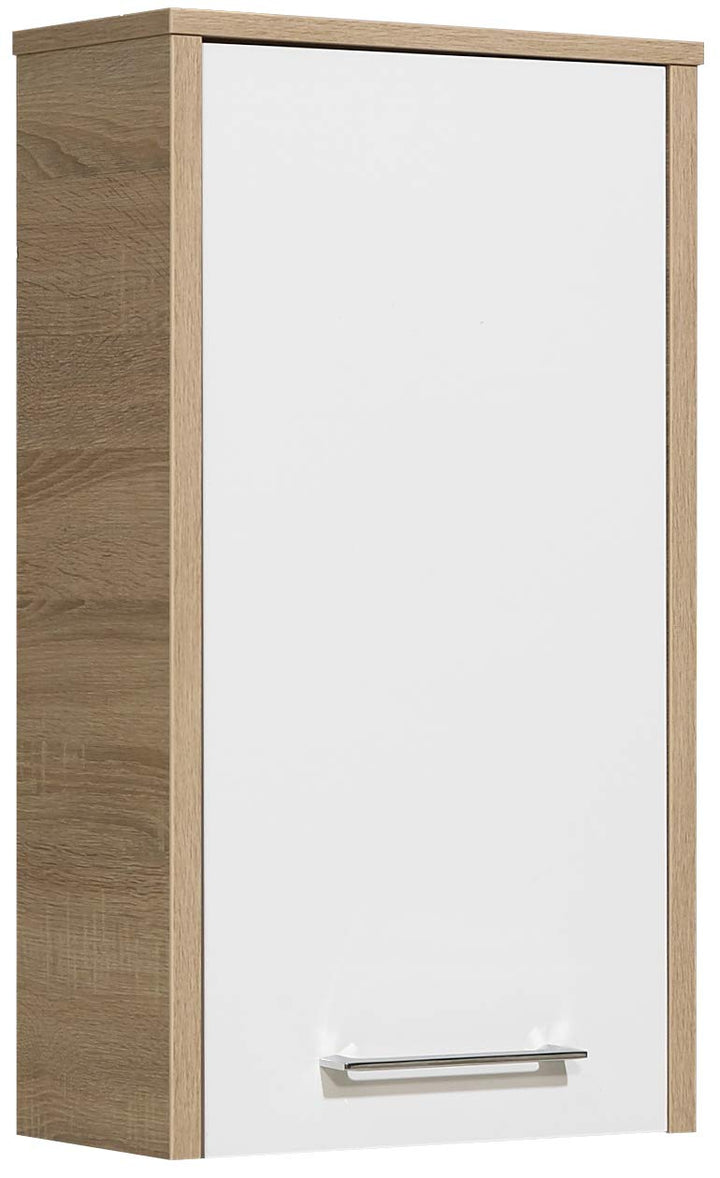 Pelipal Badezimmer Hängeschrank Quickset 382 in Weiss Hochglanz/ Eiche Natur quer Nachbildung, 40 cm