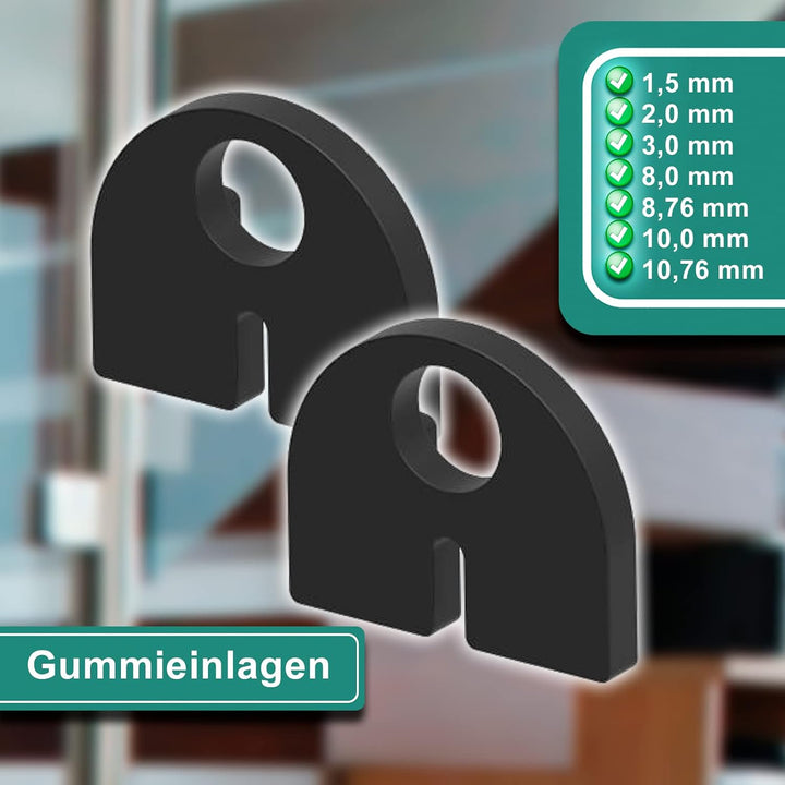 PRIOstahl Glashalter 4 Stück Glasklemmen Klemmhalter Glasplattenhalter 63 x 45 x 26-28 mm mit Sicher