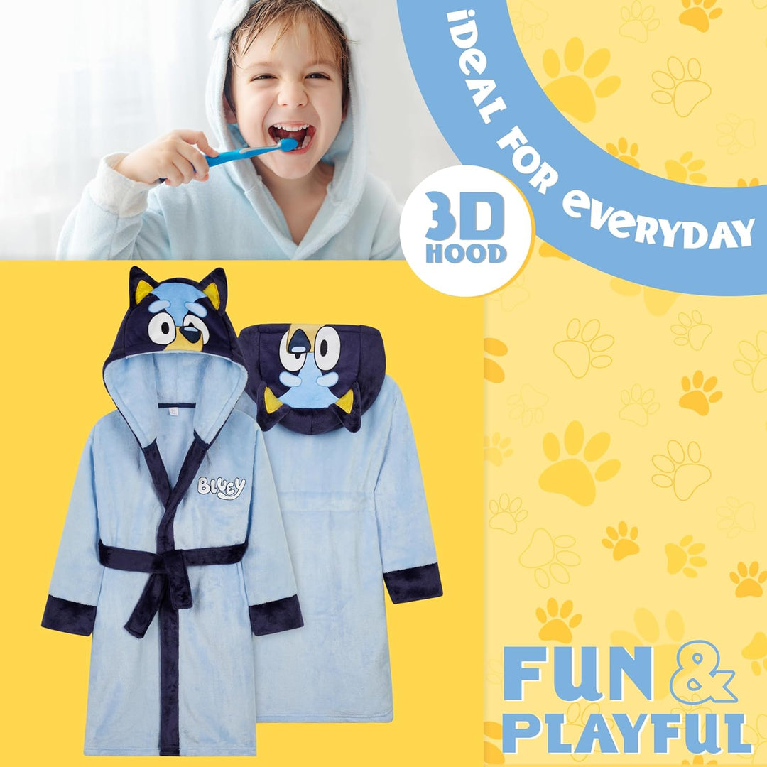 BlueY Mädchen Fleece Bademantel mit Kapuze und Bindegürtel, gemütlicher Morgenmantel - Geschenke für