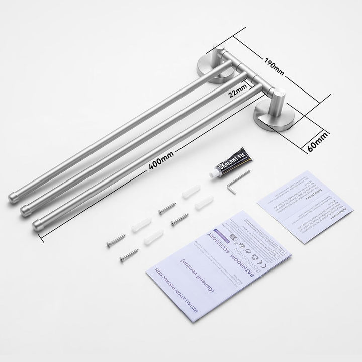 Auralum Handtuchhalter ohne Bohren/mit Bohren,180° Klappbar Handtuchstange Edelstahl Kann 5 KG Trage