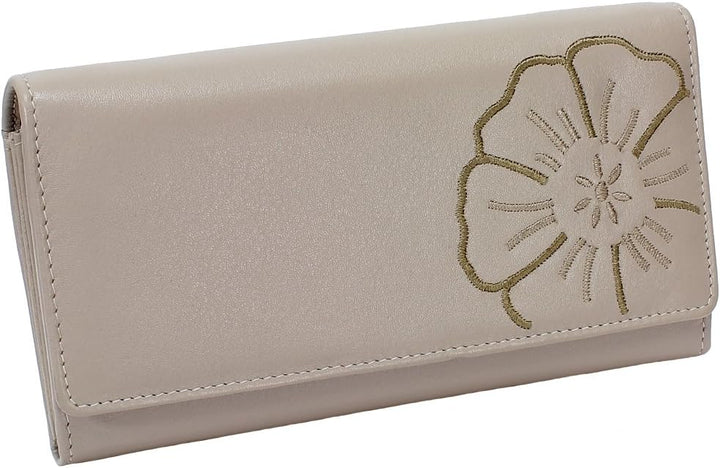 Branco Damen Geldbörse Portemonnaie Leder Damenbörse Damen Geldbeutel taupe, Taupe