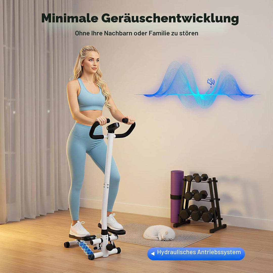 2in1 Fitness Stepper für Zuhause,Up-Down Swing Stepper mit Power Ropes und Lenker,LCD-Monitor,höhenv