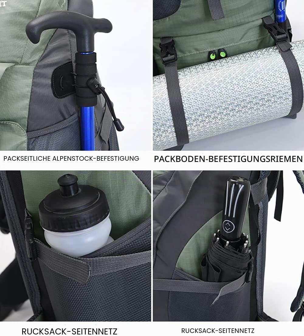 Bseash 50L Leichter wasserfester Wanderrucksack, Outdoor Sport Tagesrucksack Multifunktions Reisetas