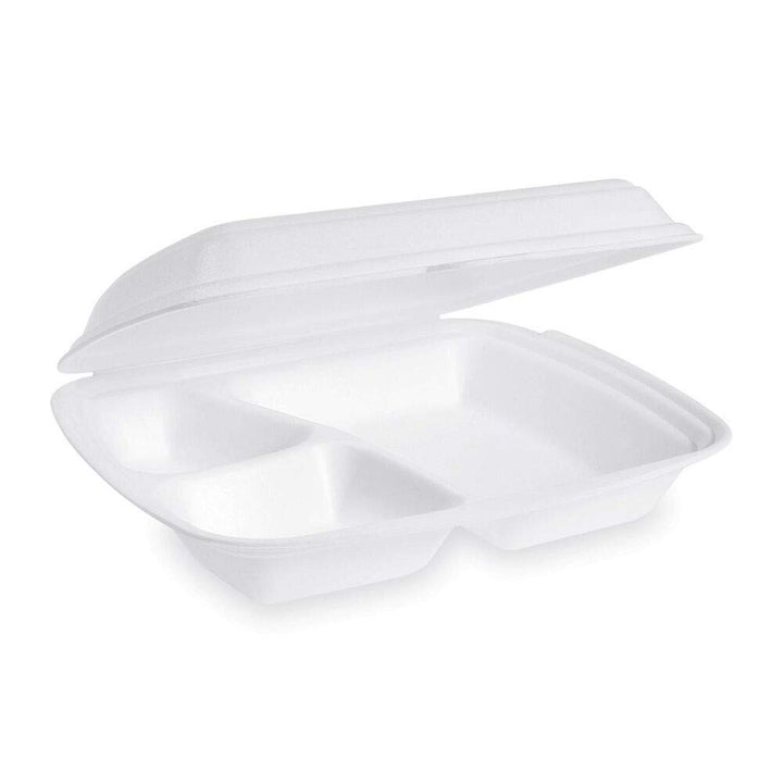 1-PACK Menüboxen Klappboxen 240x200x69mm geschäumt, 3-geteilt, 250 Stück
