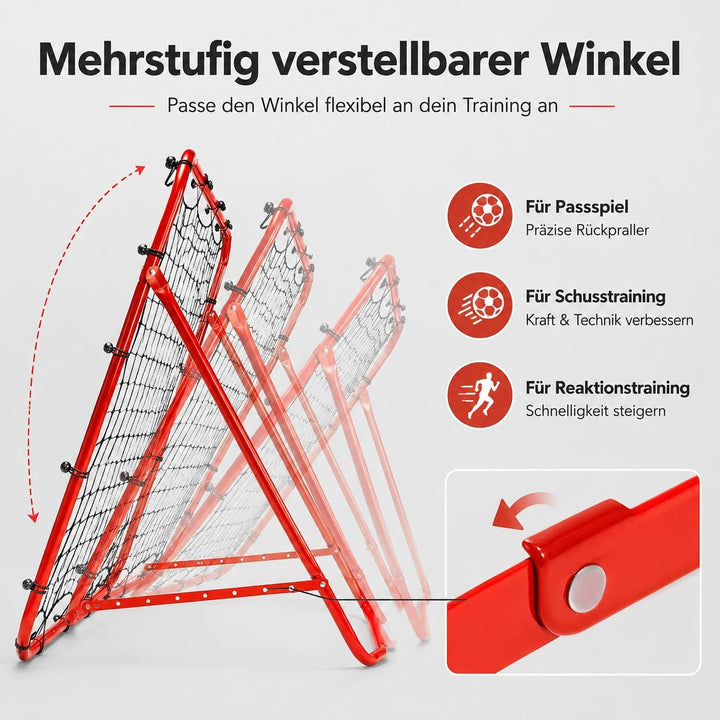 Fussball Rebound Netz Kinder und Jugendliche Tragbares Prellwand Verstellbar Fussballtor Kicker für