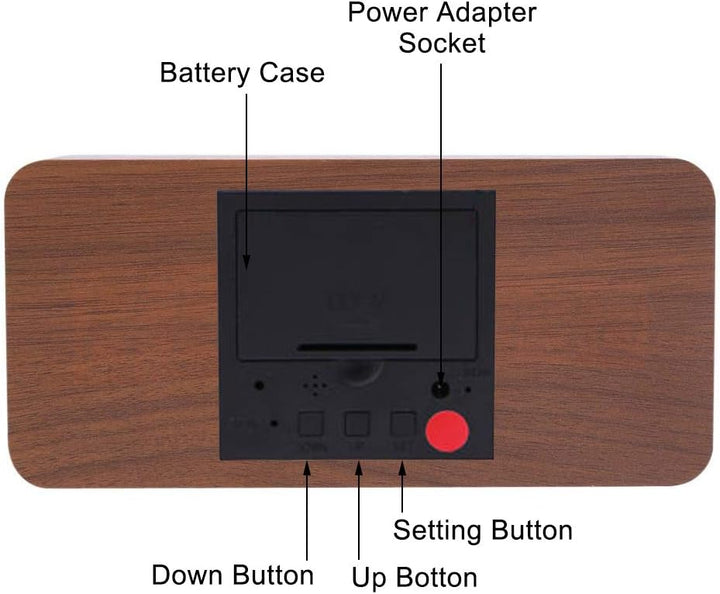 Digitaler Wecker Hölzerner, Leise LED-Anzeige Einstellbare Helligkeit/Sound Control, Tischuhr Indika