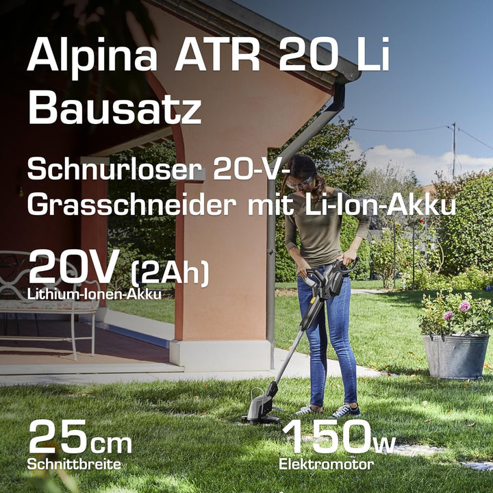 Alpina ATR 20 Li Kit Akku-Rasentrimmer, Schnittbreite 25cm, mit 20V (2Ah) Akku & Ladegerät