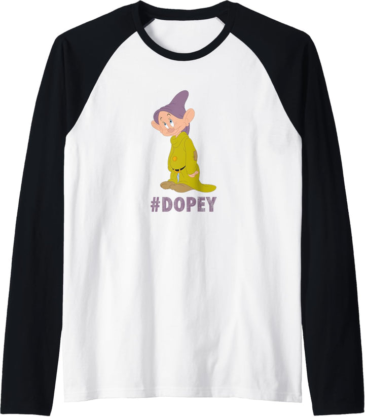 Disney Snow White Dopey Hashtag Portrait Raglan